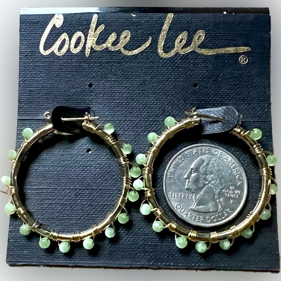 😺 Genuine Cat’s Eye Gold Tone Hoop Earrings by Cookie Lee - Picture 7 of 8